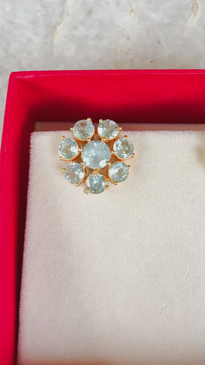 "Gia" Blue Topaz Flower Earrings