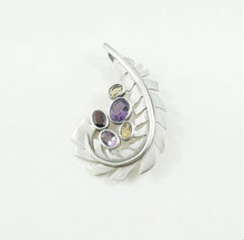 Load image into Gallery viewer, Silver &quot;Leaf&quot; Brooch &amp; Pendant Combo - Multi stone