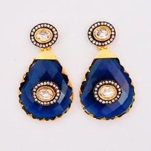 Load image into Gallery viewer, &quot;Lilly&quot; Earrings - Blue Quartz Crystal &amp; Zircons (Sample Sale)