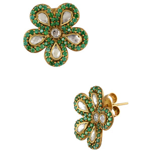 "Monika" Green Flowers Earrings