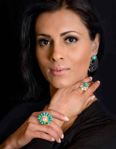 Round "Flower" Ring - Turquoise