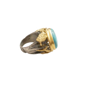 "Climber Leaves" Cocktail Ring - Turquoise