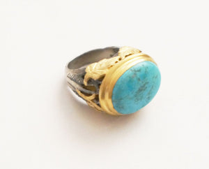 "Climber Leaves" Cocktail Ring - Turquoise