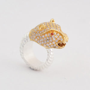 "Cheetah" Cocktail Ring - Colourless Zircon