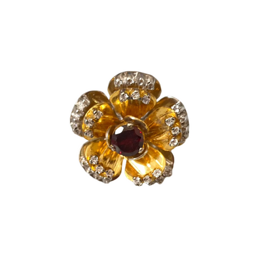"Penelope" Flower Cocktail Ring - Red Garnet