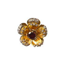 Load image into Gallery viewer, &quot;Penelope&quot; Flower Cocktail Ring - Red Garnet
