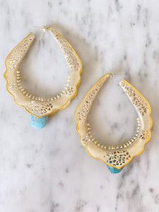 "Mughal" Turquoise Hoop Earrings. - (Sample Sale)