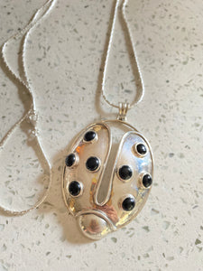 “Love bug" Black Onyx Silver Pendant Necklace