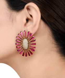 "Sabina" Pink Floral Stud Earrings
