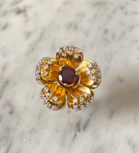 Load image into Gallery viewer, &quot;Penelope&quot; Flower Cocktail Ring - Red Garnet