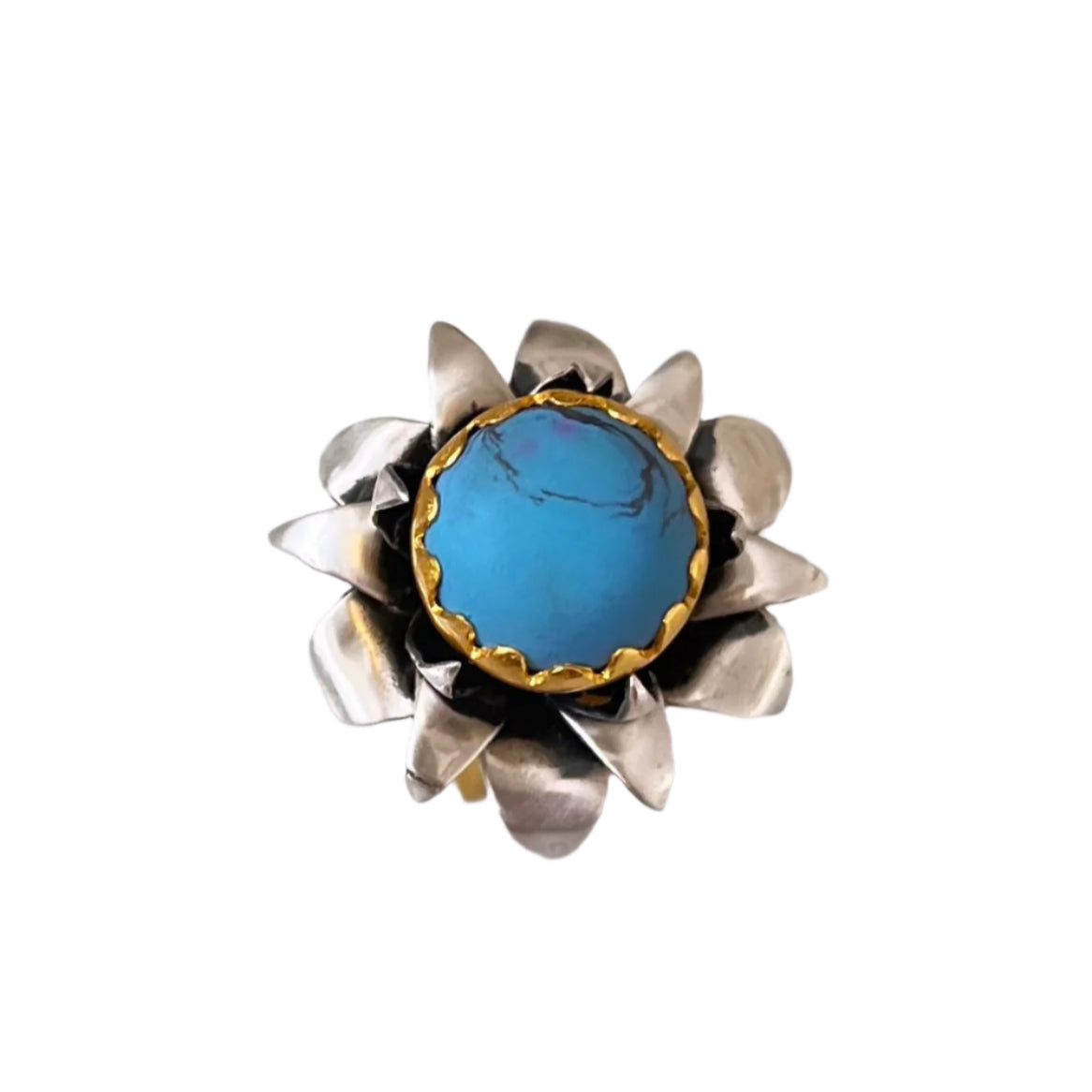 "Lotus" Cocktail Ring - Turquoise