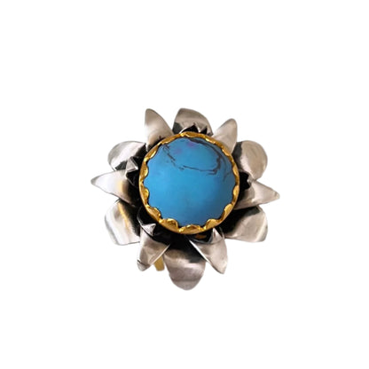 "Lotus" Cocktail Ring - Turquoise