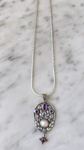 “Birthstone" Silver Pendant Necklace - Amethyst