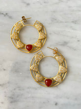 Load image into Gallery viewer, &quot;Olivia&quot; Red Onyx Hoop Earrings