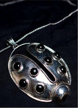 Load image into Gallery viewer, “Love bug&quot; Black Onyx Silver Pendant Necklace