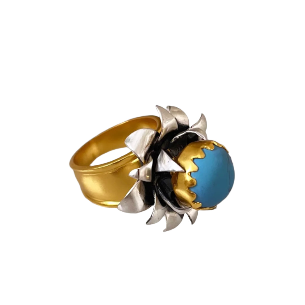 "Lotus" Cocktail Ring - Turquoise