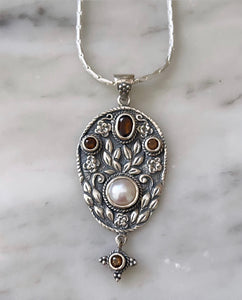 “Birthstone" Silver Pendant Necklace - Smoky Quartz