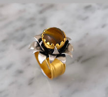 Load image into Gallery viewer, &quot;Lotus&quot; Cocktail Ring - Tiger Eye