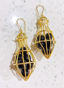 "Cage" Black Onyx Earrings