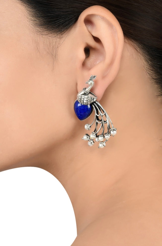 "Khloe” Peacock Lapiz earrings