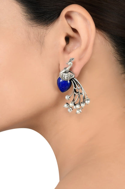 "Khloe” Peacock Lapiz earrings
