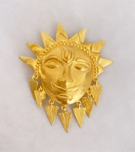 Sterling Silver Gold Plated "Helios Sun" God Necklace