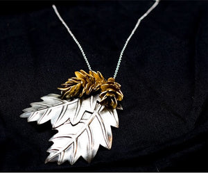 Sterling Silver Gold Plated "Spring Leaves" Necklace